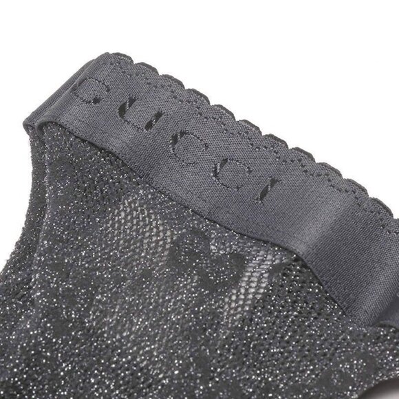 NWT Gucci Knit GG Logo Net Tights in Grey Graphite Shimmer Sz L - Picture 3 of 8
